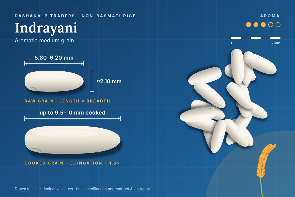 Indrayani grain dimensions